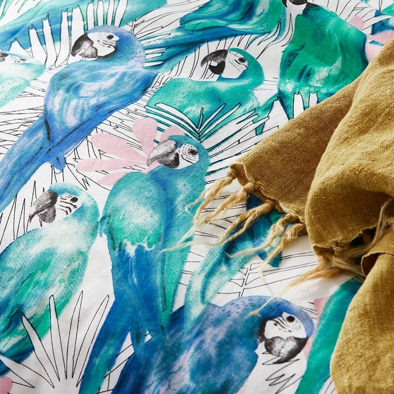 Pedro Parrot Aqua Quilt Cover Set