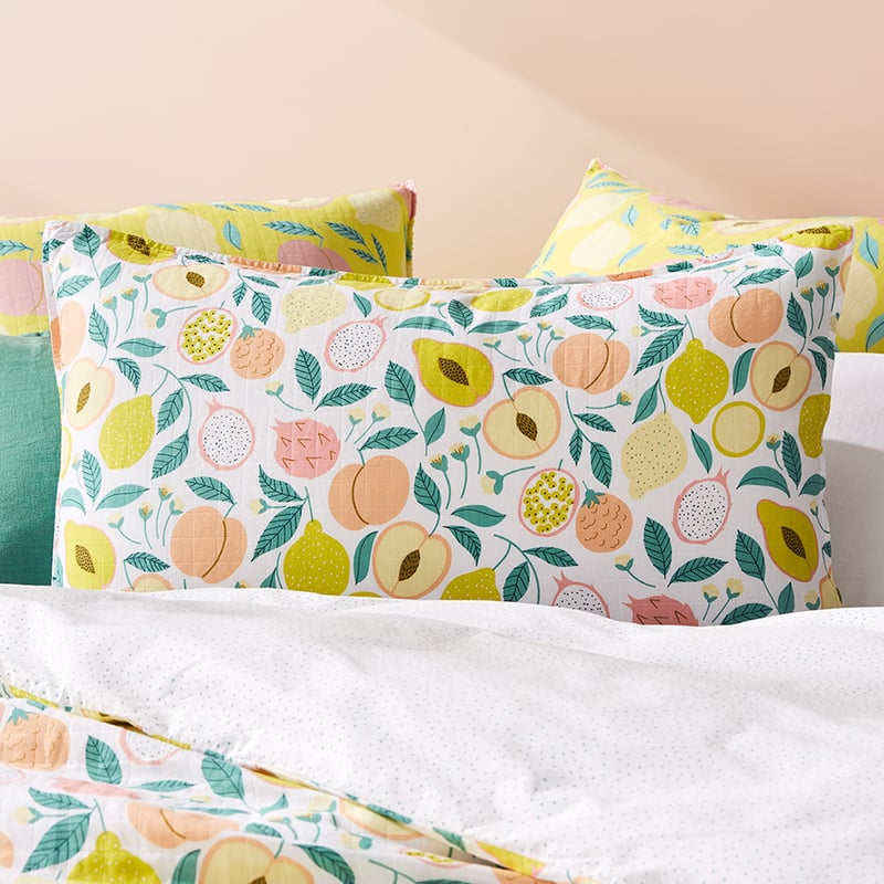 Peachy Keen Quilt Cover Set Lemon