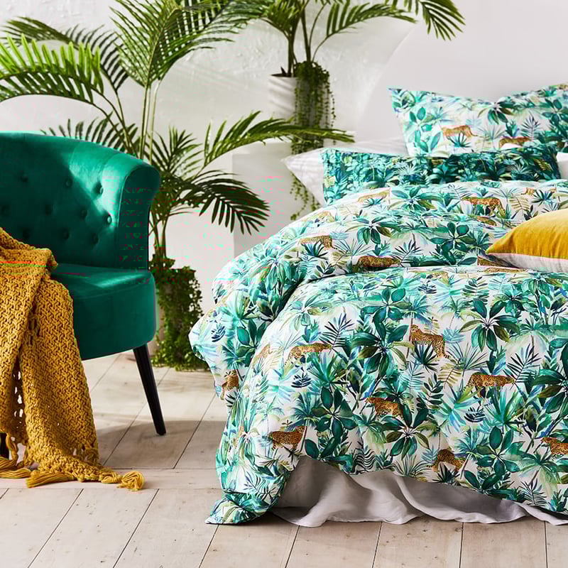 Jungle Cheetah Quilt Cover Set Fern