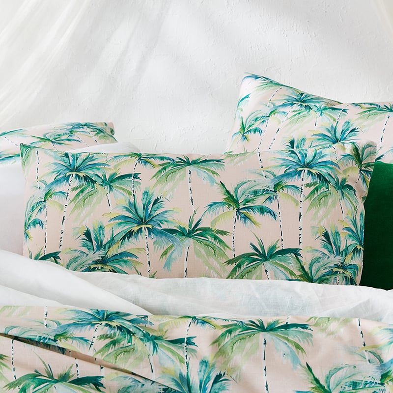 Vintage Palm Quilt Cover Set Pink