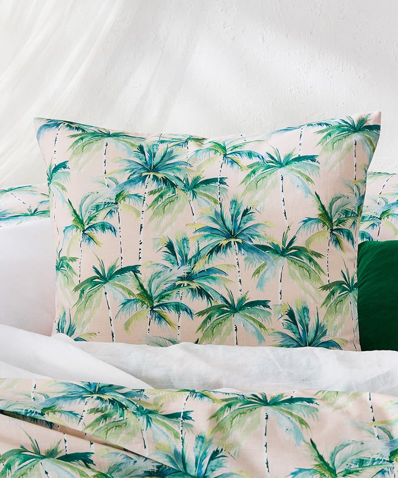 Vintage Palm Quilt Cover Set Pink