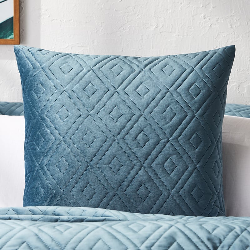 Aura Quilted Velvet Quilt Cover Air Force Blue