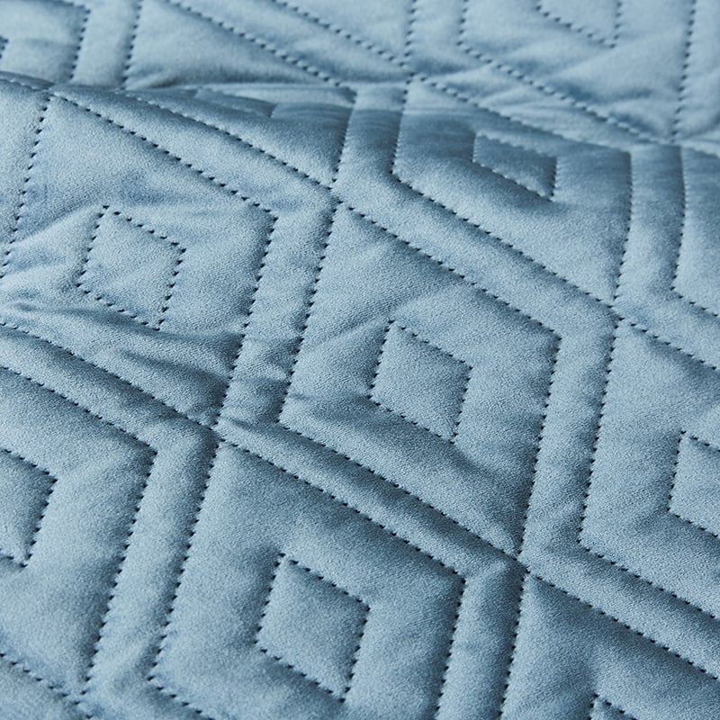 Aura Quilted Velvet Quilt Cover Air Force Blue