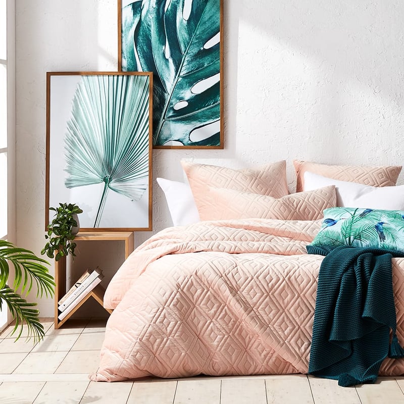 Aura Quilted Velvet Quilt Cover Peach Pink