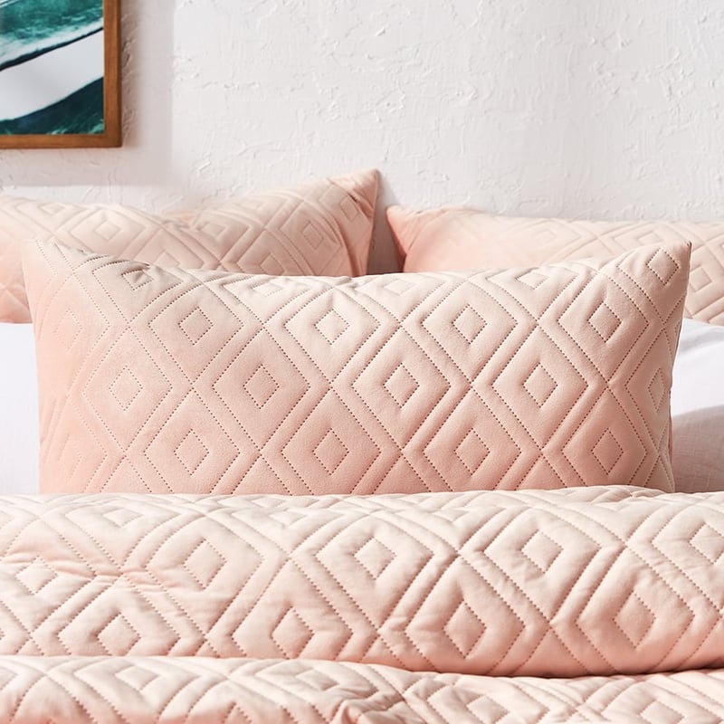 Aura Quilted Velvet Quilt Cover Peach Pink