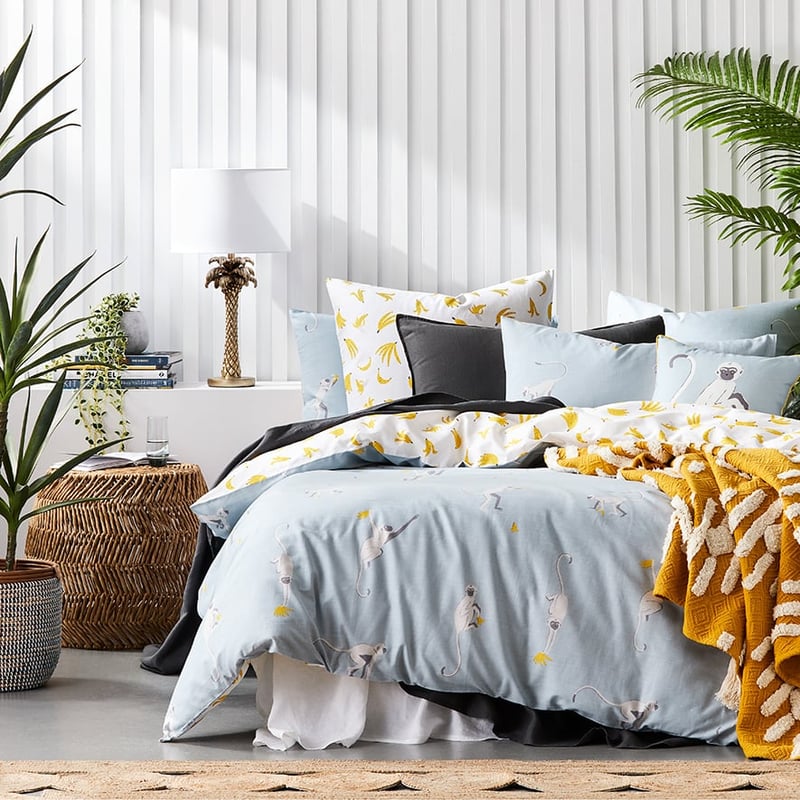 Cheeky Monkey Quilt Cover Set Steel