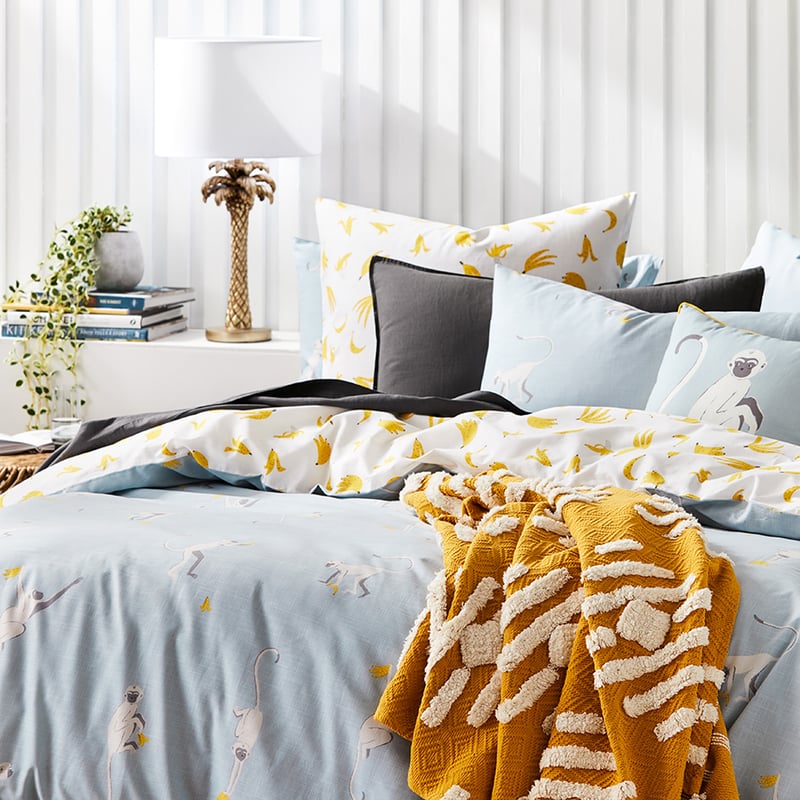 Cheeky Monkey Quilt Cover Set Steel