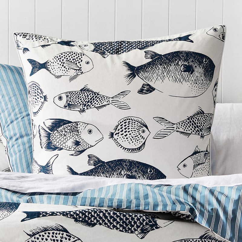 Something Fishy Quilt Cover Set Ink