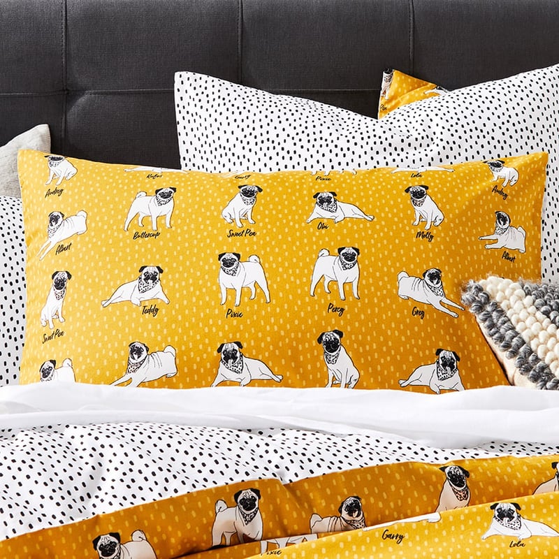 Percy Pug Mustard Quilt Cover Set 
