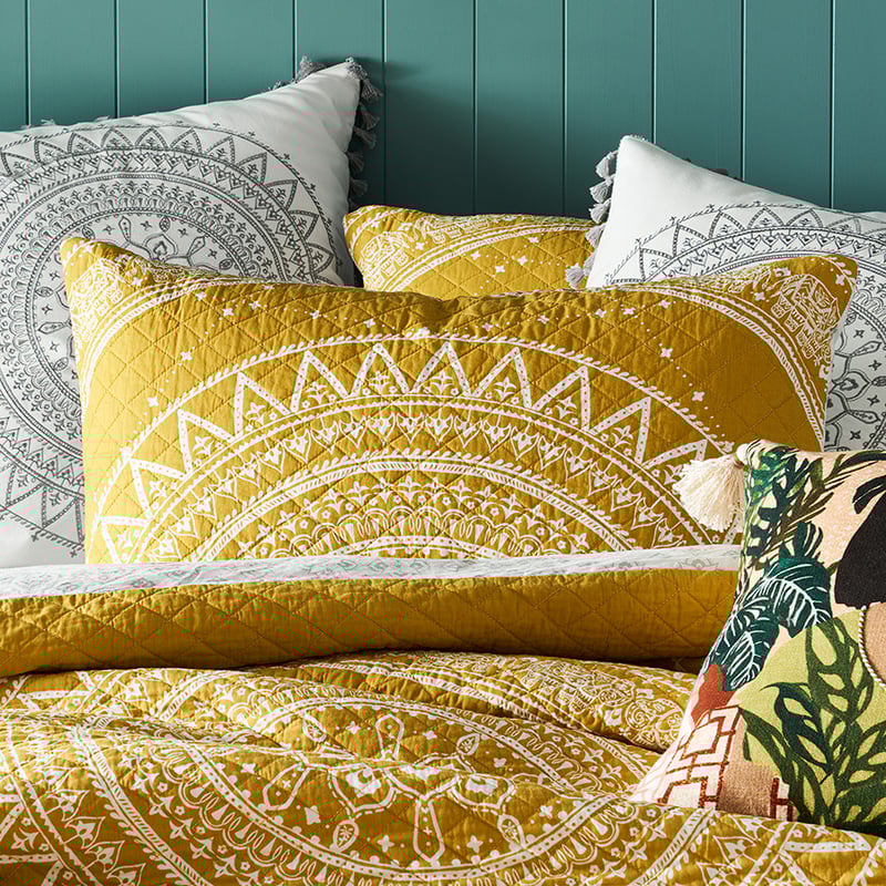 Henna Mustard Quilted Quilt Cover