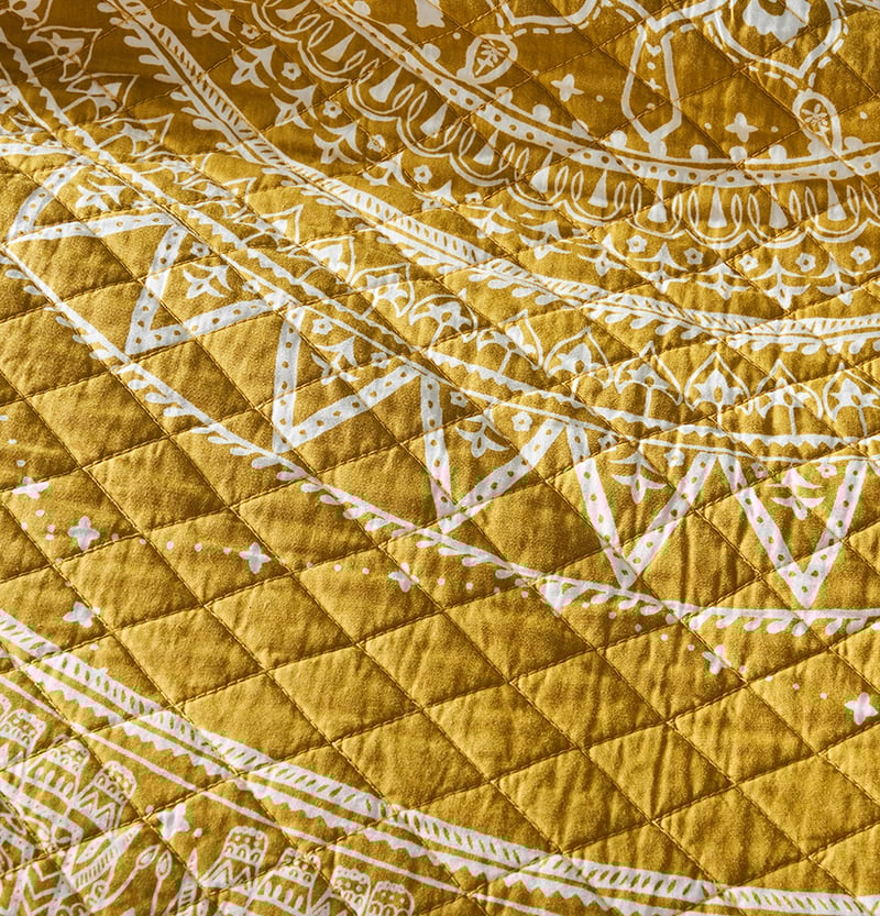 Henna Mustard Quilted Quilt Cover