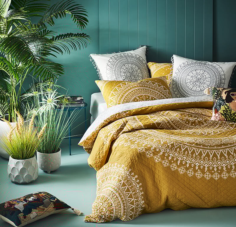 Henna Mustard Quilted Quilt Cover