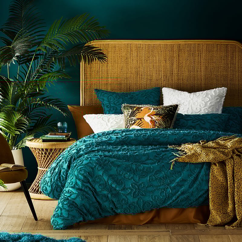 Savannah Teal Chenille Quilt Cover