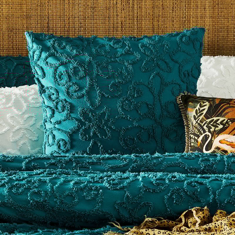 Savannah Teal Chenille Quilt Cover