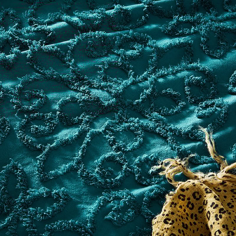 Savannah Teal Chenille Quilt Cover