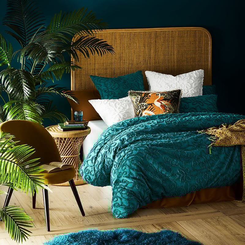 Savannah Teal Chenille Quilt Cover