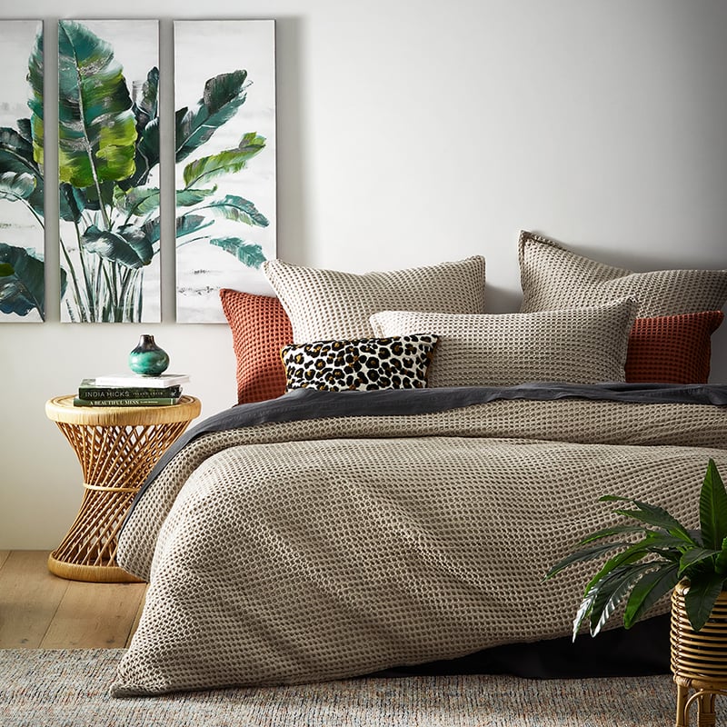 Chunky Waffle Oatmeal Quilt Cover Set