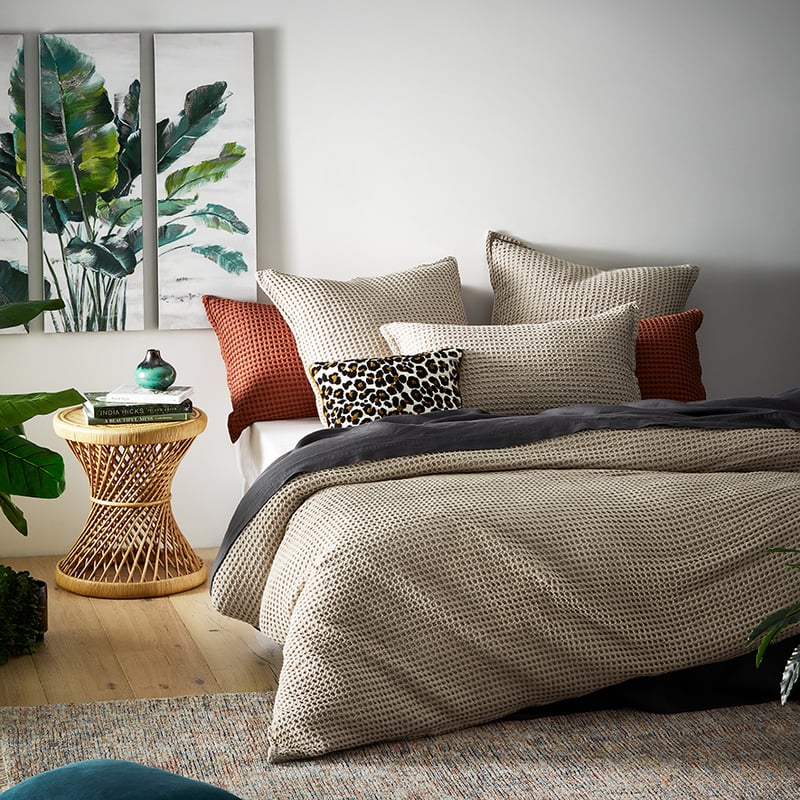 Chunky Waffle Oatmeal Quilt Cover Set