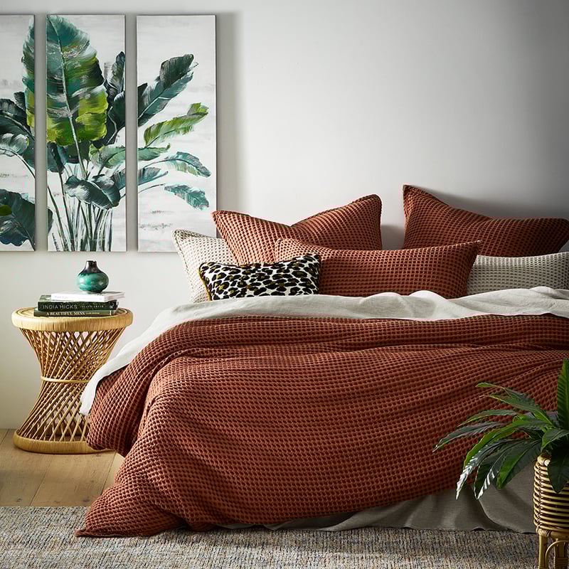 Chunky Waffle Tumeric Quilt Cover Set