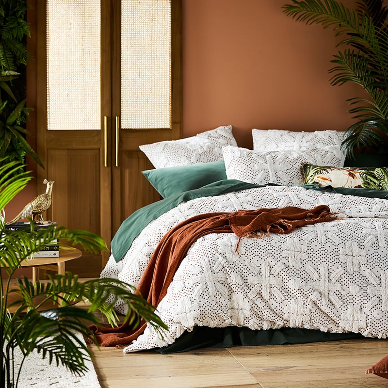 Alira Natural Chenille Quilt Cover