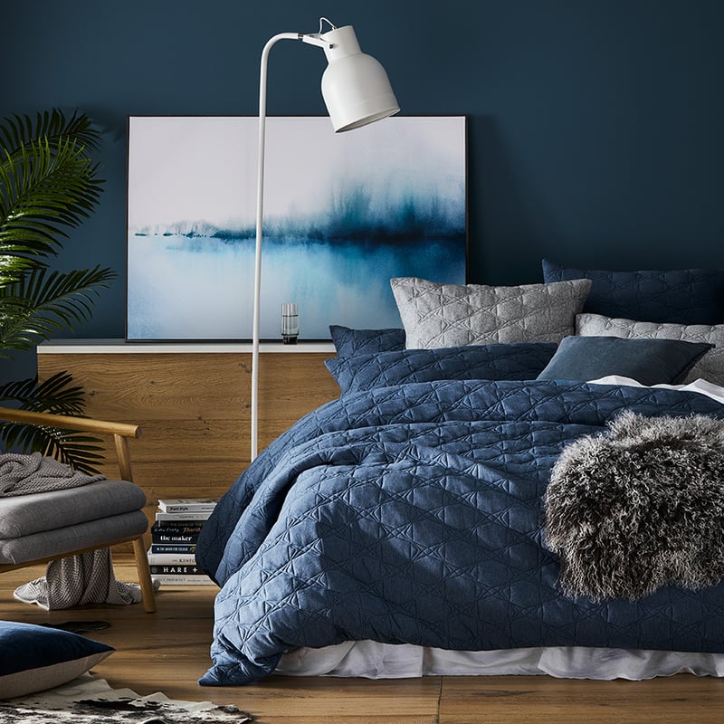 Fargo Quilted Denim Bamboo Cotton Jersey Quilt Cover