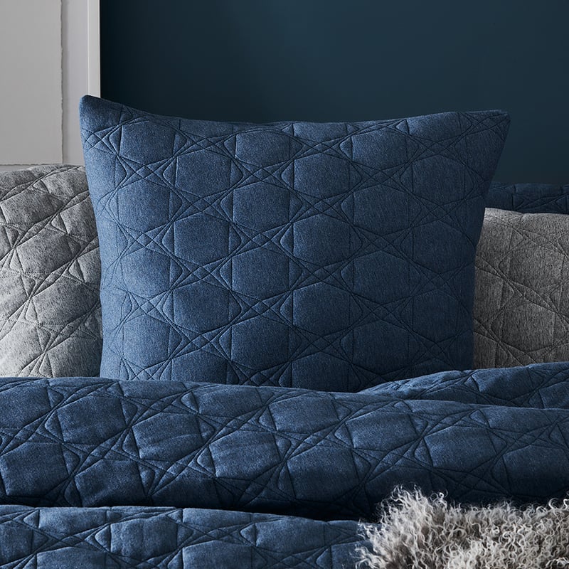 Fargo Quilted Denim Bamboo Cotton Jersey Quilt Cover