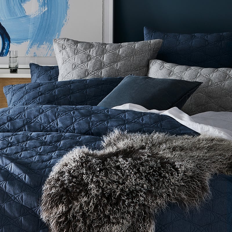 Fargo Quilted Denim Bamboo Cotton Jersey Quilt Cover