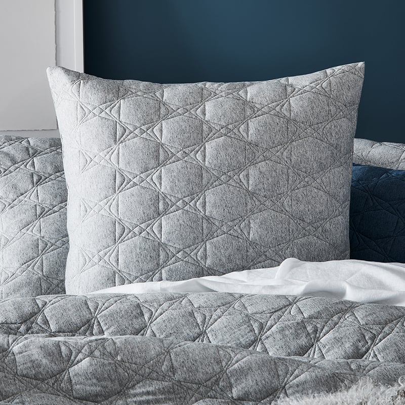 Fargo Quilted Marle Grey Bamboo Cotton Jersey Quilt Cover
