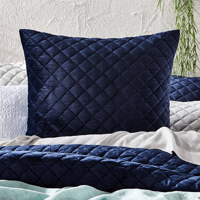 Aria Midnight Quilted Velvet Quilt Cover