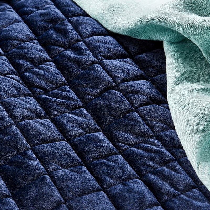 Aria Midnight Quilted Velvet Quilt Cover