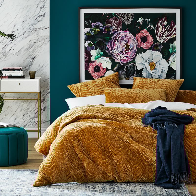 Carraway Quilted Velvet Gold Quilt Cover