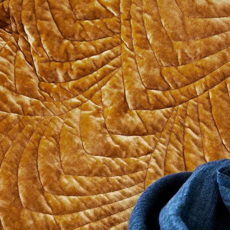 Carraway Quilted Velvet Gold Quilt Cover