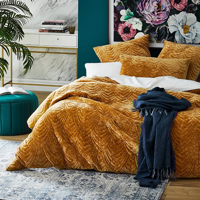 Carraway Quilted Velvet Gold Quilt Cover
