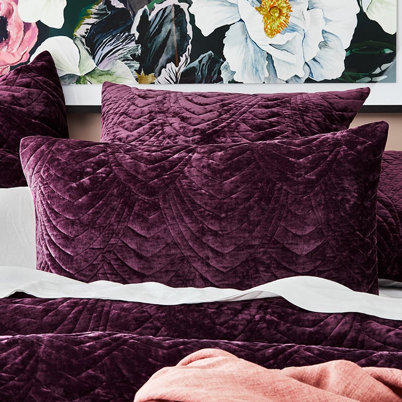 Carraway Quilted Velvet Plum Quilt Cover     