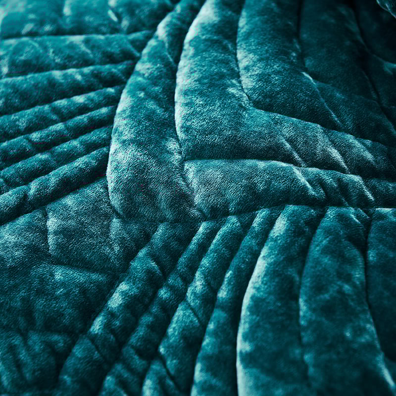 Carraway Quilted Velvet Teal Quilt Cover     