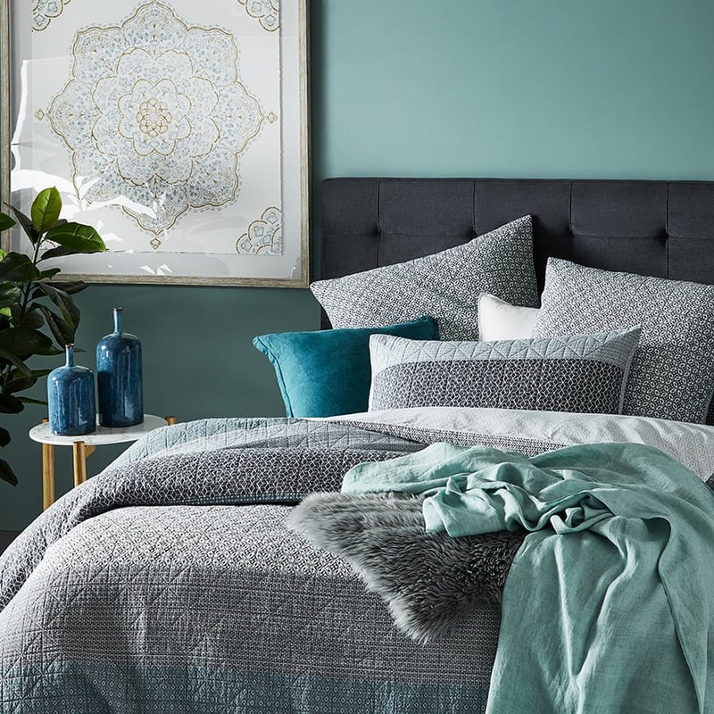Riku Slate Quilted Quilt Cover