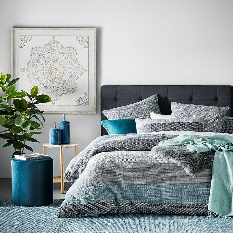Riku Slate Quilted Quilt Cover