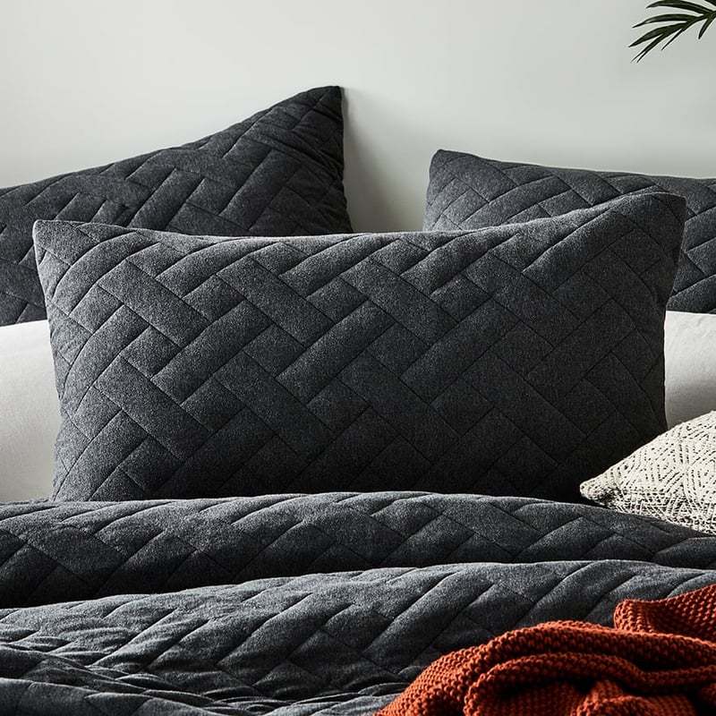Logan Quilted Black Marle Jersey Quilt Cover