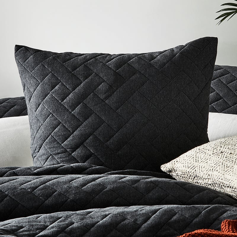 Logan Quilted Black Marle Jersey Quilt Cover