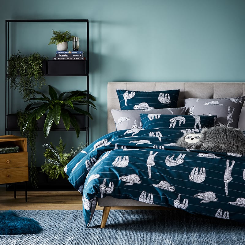 Sidney Sloth Navy Quilt Cover Set