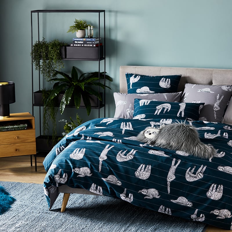 Sidney Sloth Navy Quilt Cover Set