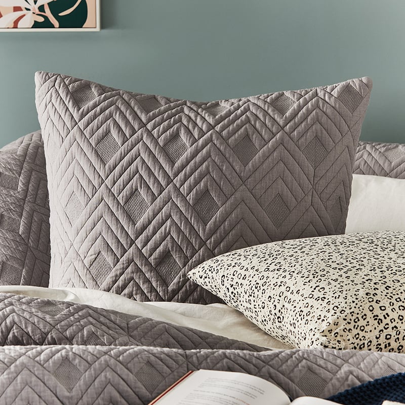 Soho Quilted Ash Quilt Cover