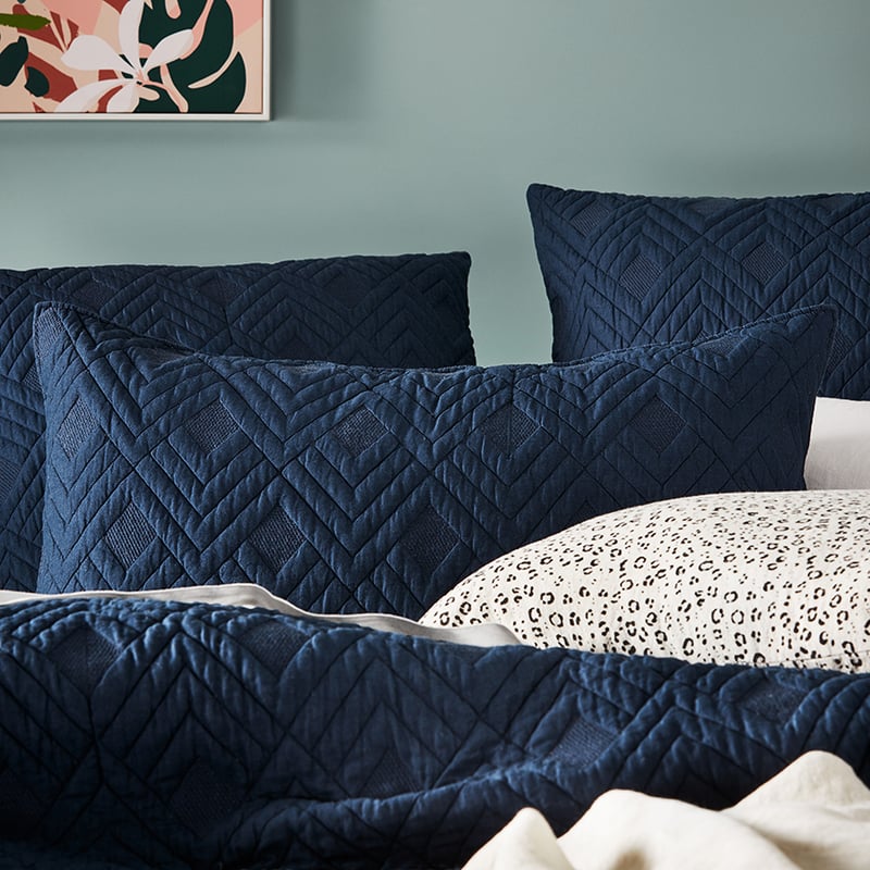 Soho Quilted Navy Quilt Cover