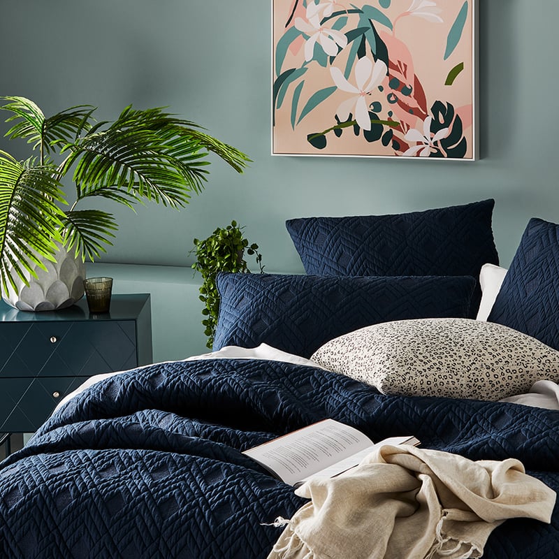 Soho Quilted Navy Quilt Cover