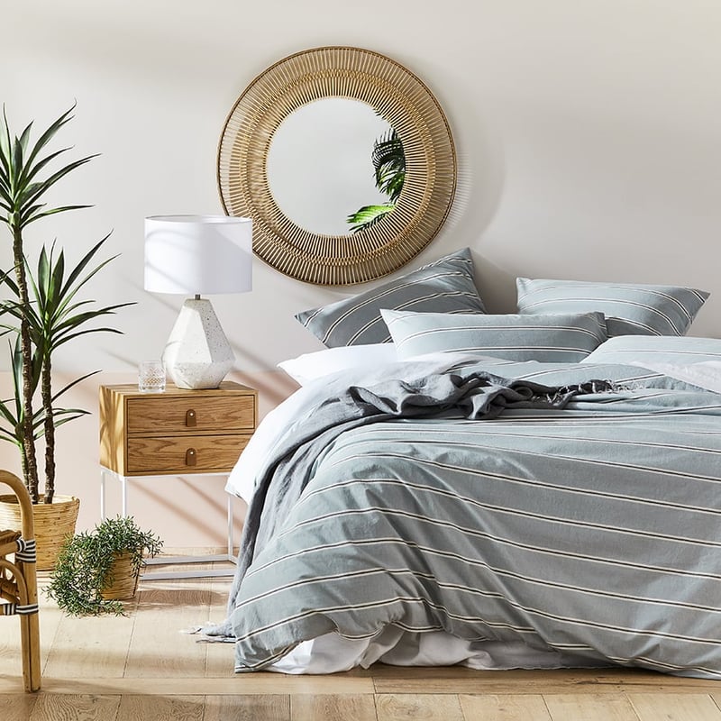 Stonewashed Yarn Dyed Blue Stripe Cotton Quilt Cover