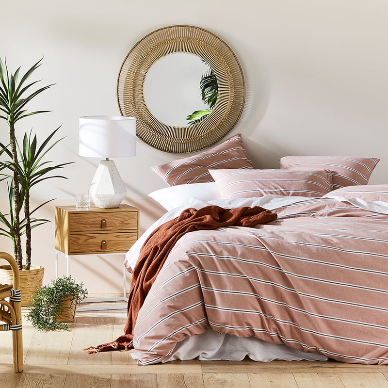 Stonewashed Yarn Dyed Clay Stripe Cotton Quilt Cover