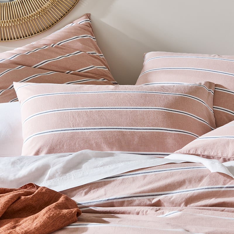 Stonewashed Yarn Dyed Clay Stripe Cotton Quilt Cover
