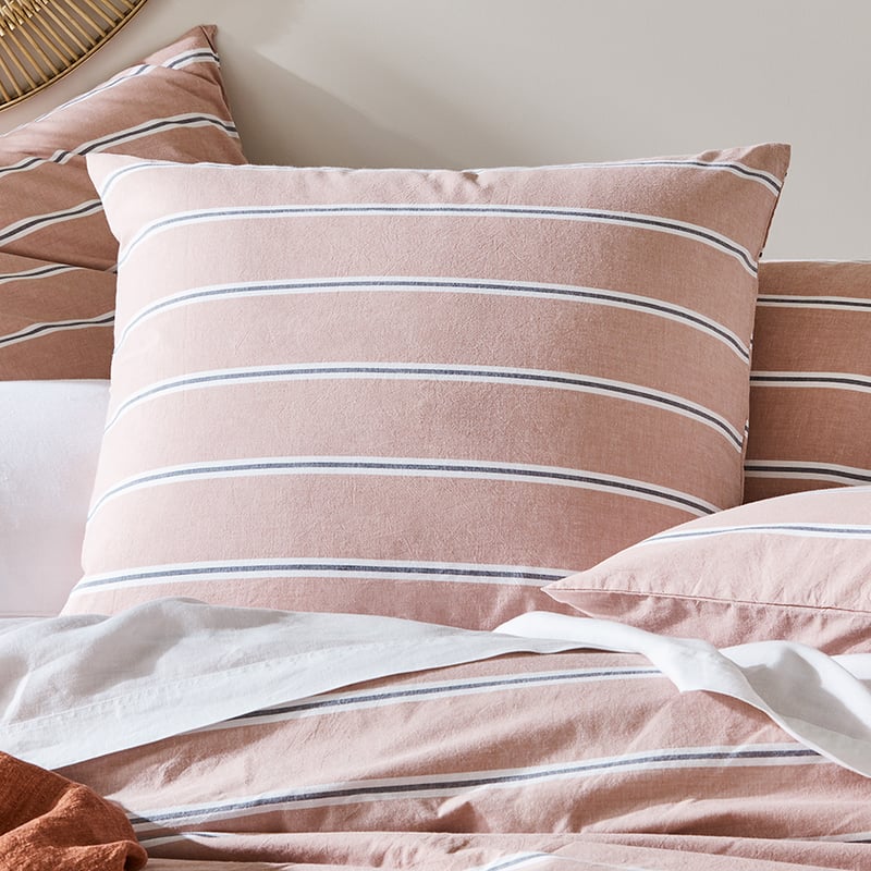 Stonewashed Yarn Dyed Clay Stripe Cotton Quilt Cover