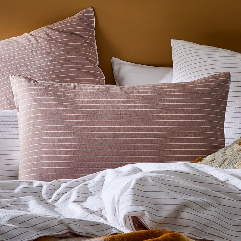 Vintage Washed Linen Cotton Rose Stripe Quilt Cover