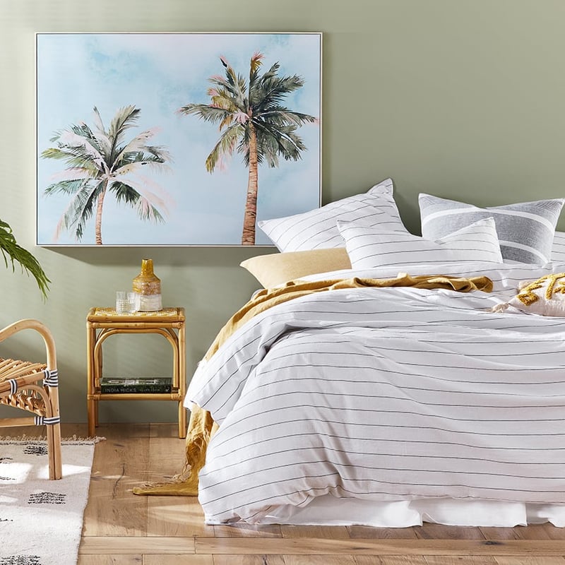 Vintage Washed Linen Cotton Ebony Stripe Quilt Cover